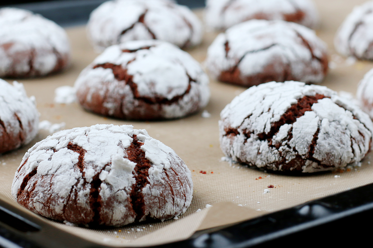 Red velvet crinkle cookies.
