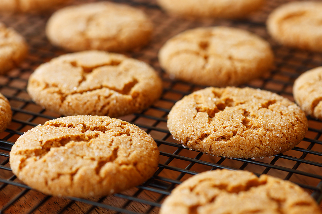 Round ginger cookies.